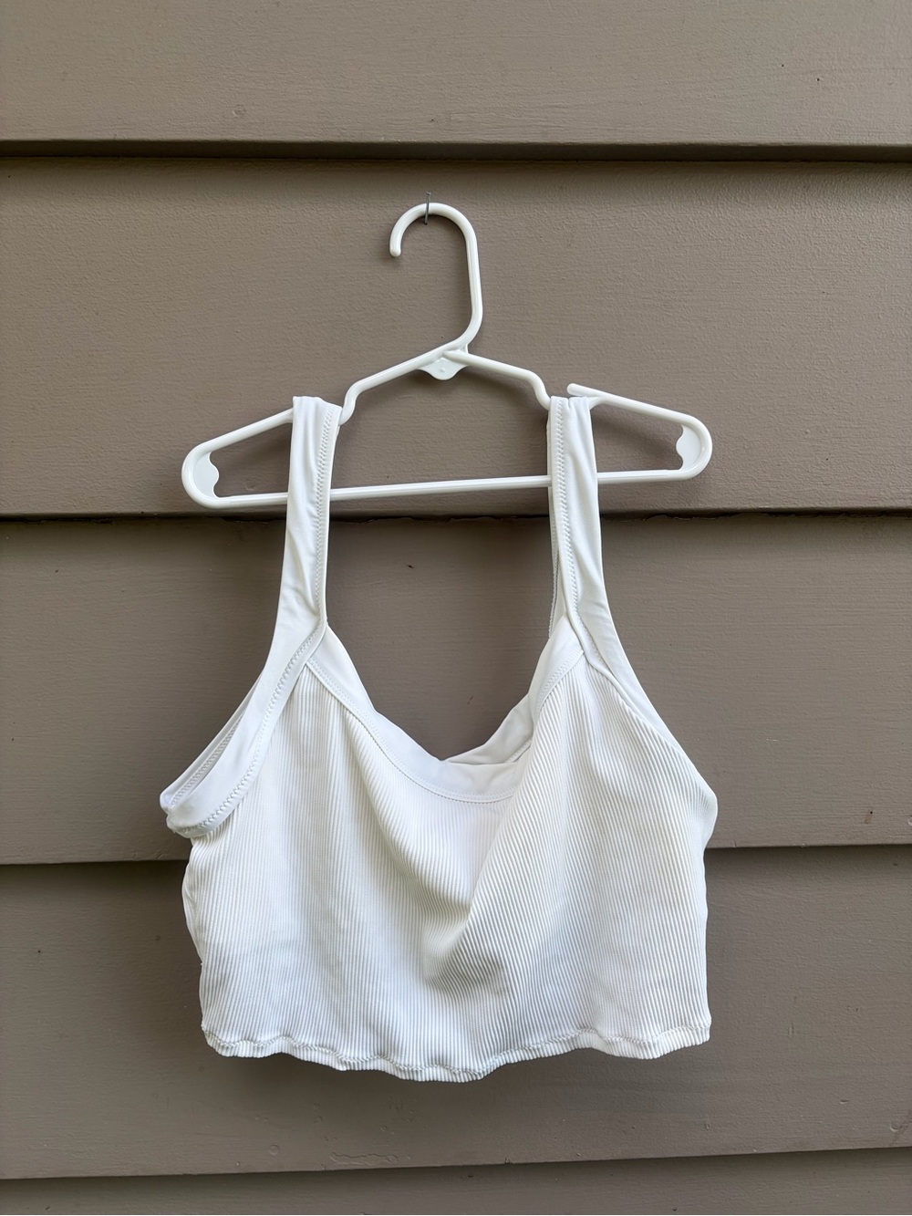 Aerie White Ribbed Longline Bikini Top